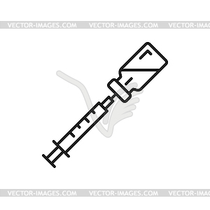 Vaccination, bottle coronavirus vaccine syringe - vector image