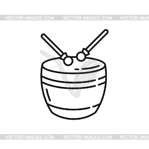 Drum of chinese lion dancing show thin line icon - vector image