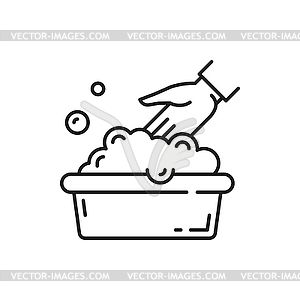 Not machine washable, hand wash sign thin line - vector clipart