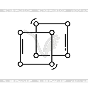 Scientific geometric formula, cube of dots lines - vector clip art