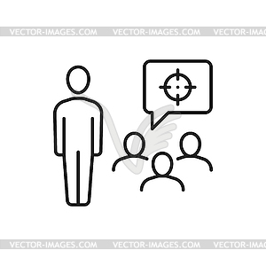 Business conference, people reach target together - vector image