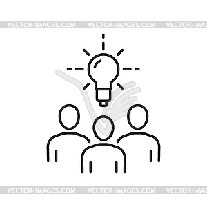 Business meeting, brainstorming, new idea, bulb - vector clipart