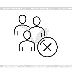 Rejection and decline mark, people and no sign - vector image