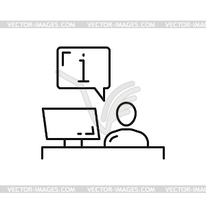 Check in registration table, assistant, helpdesk - vector image