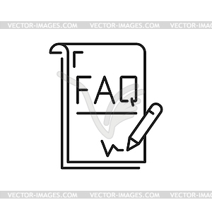 Help book with frequently asked questions pen note - vector clipart