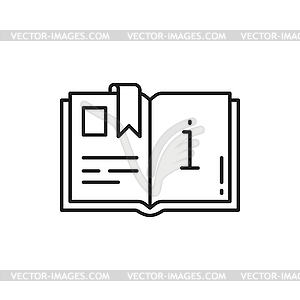 Open information book thin line icon - vector clipart