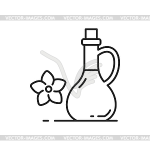 Spa body face cosmetics beauty jar and flower icon - vector clip art