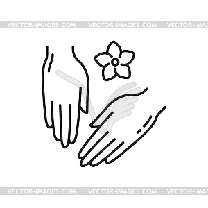 Skincare products, spa, hand care cosmetics icon - vector image