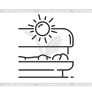 Girl lying and tanning in solarium, spa procedure - vector clipart