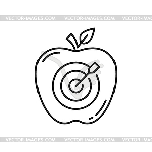 Apple with arrow target hit outline icon - vector clip art