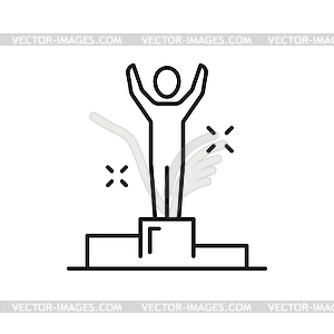 Man on pedestal, goal achievement, first place - vector image