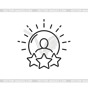 Business award, man portrait and stars achievement - vector clip art