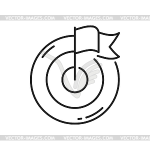 Flag target center, aim goal achieved outline icon - vector image