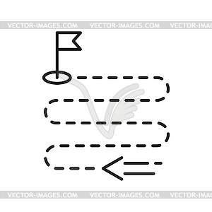 Flag target center, aim goal achieved outline icon - vector clipart