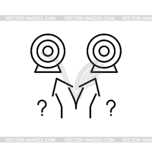 Different ways to goal target, question marks icon - vector image