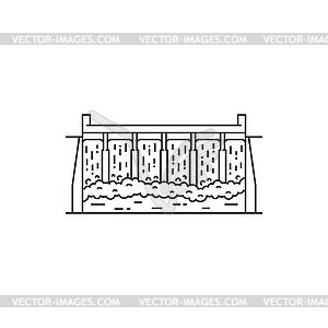 Water dam barrier energy serving technology icon - vector image