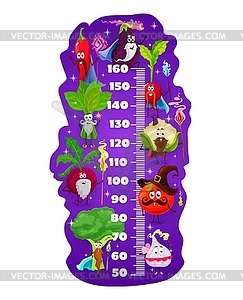 Kids height chart cartoon magicians wizards meter - vector clipart