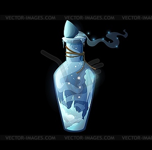 Potion bottle ice and frost, magic spell - vector clip art