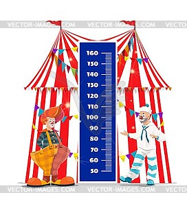 Shapito circus kids height chart, growth measure - vector image