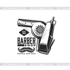 Barbershop icon with scissors, barber shop salon - vector EPS clipart