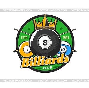 Billiards sport and pool club retro icon - vector clipart