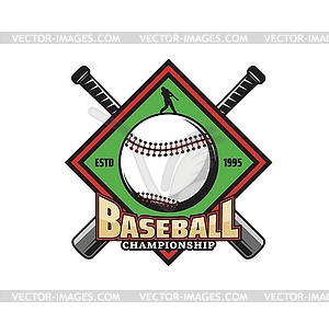 Baseball championship icon with crossed bats - vector clipart