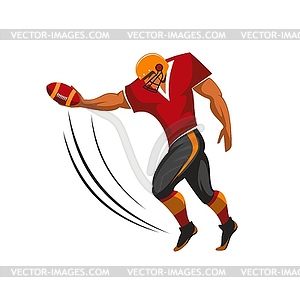 American football quarterback player hitting ball - vector clip art