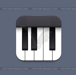 Piano music app interface icon, keyboard and keys - vector image