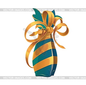 Holiday gift with golden bows luxury packaging - vector image