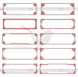Red knot asian frames and ornamental borders - vector clip art