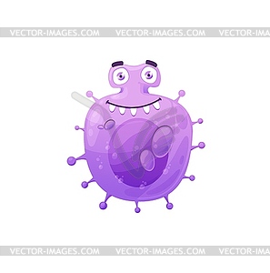 Cartoon virus cell icon, purple bacteria - vector clipart