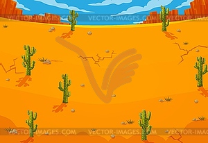 Cartoon mexican desert landscape game background - vector image