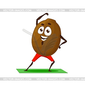 Kiwi fruit cartoon character fitness yoga pilates - vector clipart