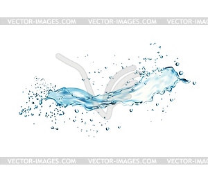 Transparent water long splash drops, liquid wave - vector image