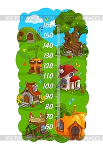 Kids height chart. Gnome, elf, wizard cartoon home - vector image