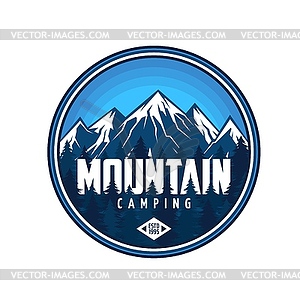 Mountain camping icon, tourism and rock climbing - stock vector clipart