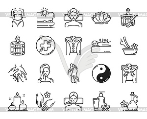 Beauty spa, face skin and body health care icons - vector clip art