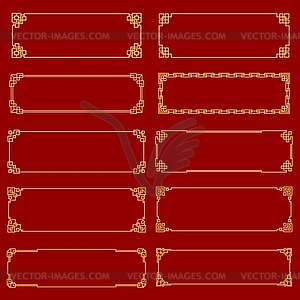Asian golden frames and borders with knot patterns - vector clip art