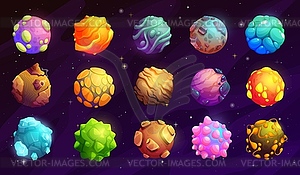 Galaxy space planets and stars, galactic fantasy - vector image