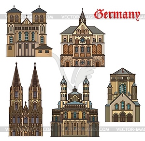 Germany landmarks, Cologne architecture buildings - vector clipart