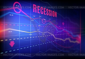 Economics recession, crashed stock market graph - vector image