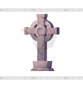 Grave monument, tombstone and cross, gravestone - royalty-free vector clipart