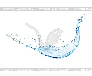 Water splash wave swirl, liquid drops, aqua drops - vector clipart