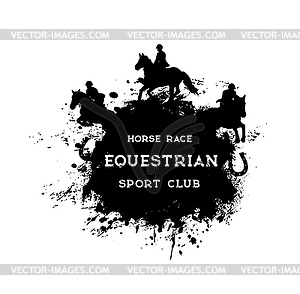 Horse racing, riding polo equestrian sport grunge - vector image