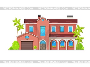Современный двухэтажный дом снаружи, жилой дом - векторное изображение