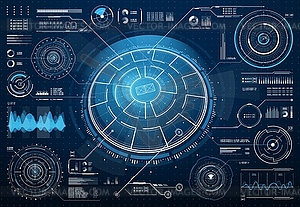 HUD Sci Fi interface with circular targets - vector clipart / vector image