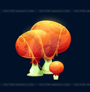 Fantasy magic plump red mushroom, fungus - vector clipart