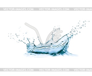 Всплеск воды короны с водоворотом и летающими каплями - клипарт в векторном виде