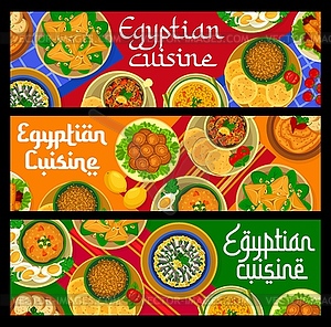 Egyptian cuisine food banners, Arab dishes, meals - vector clipart