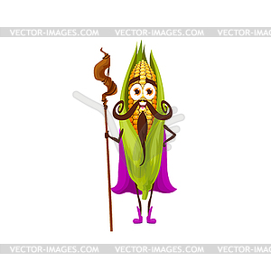 Magician corn cob vegetable veggie wizard - vector clip art